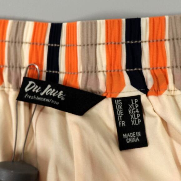 Womens Wide Leg Pants Petite Large Orange Satin Geo-Print Mod Funky Groovy - Picture 4 of 16